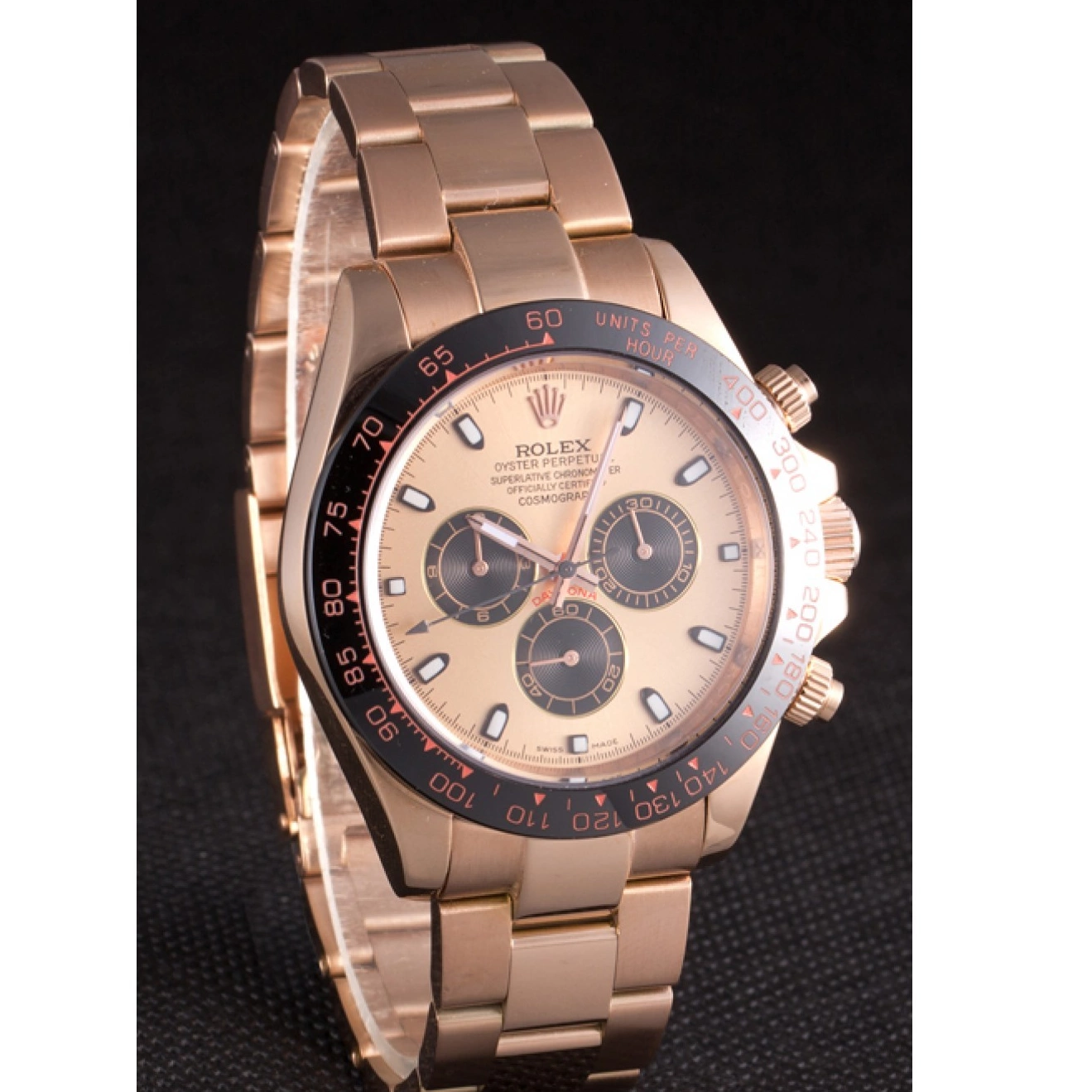 MiroTime 0704 Rolex Daytona Ion Plated Tachymeter Rose Gold Strap Rose Gold Dial 80244